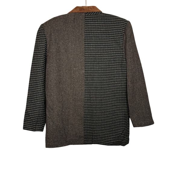 Laurice Blazer M Mixed Wool Tweed Patchwork Suede Collar Vintage Vibes - Picture 3 of 10